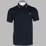 Fred Perry M3600 Polo Shirt Navy/Cyber Blue/Light Rust