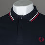 Fred Perry M3600 Polo Shirt Navy/Snow White/Burnt Red