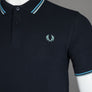Fred Perry M3600 Polo Shirt Navy/Soft Blue/Silver Blue