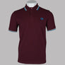 Fred Perry M3600 Polo Shirt Oxblood/Ecru/Court Blue