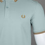 Fred Perry M3600 Polo Shirt Silver Blue/Dark Caramel