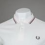 Fred Perry M3600 Polo Shirt Snow White/Deep Pink/Burnt Tobacco