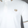Fred Perry M3600 Polo Shirt Snow White/Silver Blue/Dark Caramel