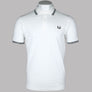 Fred Perry M3600 Polo Shirt Snow White/Tennis Blue/Court Green