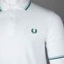 Fred Perry M3600 Polo Shirt Snow White/Track Blue/Sport Green