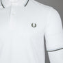 Fred Perry M3600 Polo Shirt White/Light Ice/Green