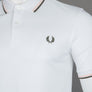 Fred Perry M3600 Polo Shirt White/Peach/Uniform Green