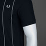 Fred Perry Pinstripe Zip Neck Pique Polo Shirt Navy
