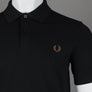Fred Perry Plain Polo Shirt Black/Shaded Stone