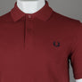 Fred Perry Plain Polo Shirt Burnt Red/Navy