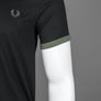 Fred Perry Ringer T-Shirt Black/Laurel Wreath Green