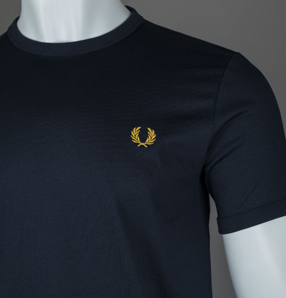 Fred Perry Ringer T-Shirt Navy/Honeycomb – Bronx Clothing Fred Perry Ringer T-Shirt Navy/Honeycomb – Bronx Clothing