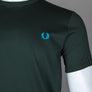 Fred Perry Ringer T-Shirt Night Green/Cyber Blue