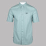 Fred Perry Short Sleeve Oxford Shirt Silver Blue