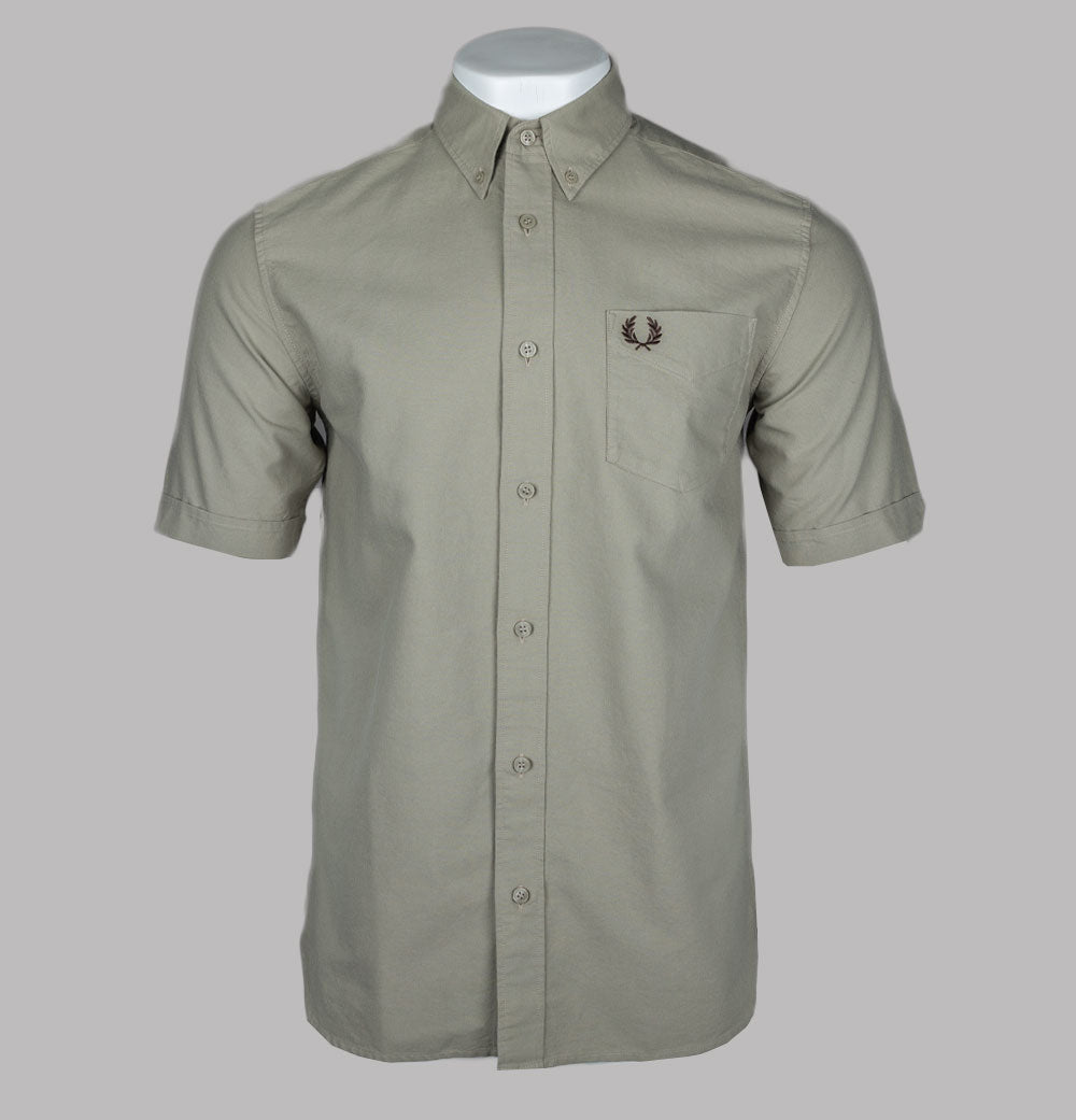 Fred perry knitted collar short sleeve oxford shirt best sale