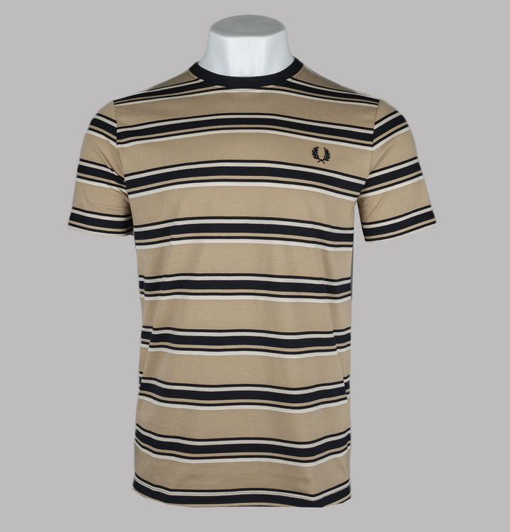 Fred Perry Stripe T-Shirt Warm Stone/Oatmeal/Black