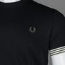 Fred Perry Striped Cuff T-Shirt Black/Green