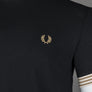 Fred Perry Striped Cuff T-Shirt Black