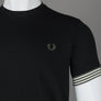 Fred Perry Striped Cuff T-Shirt Black