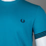 Fred Perry Striped Cuff T-Shirt Ocean