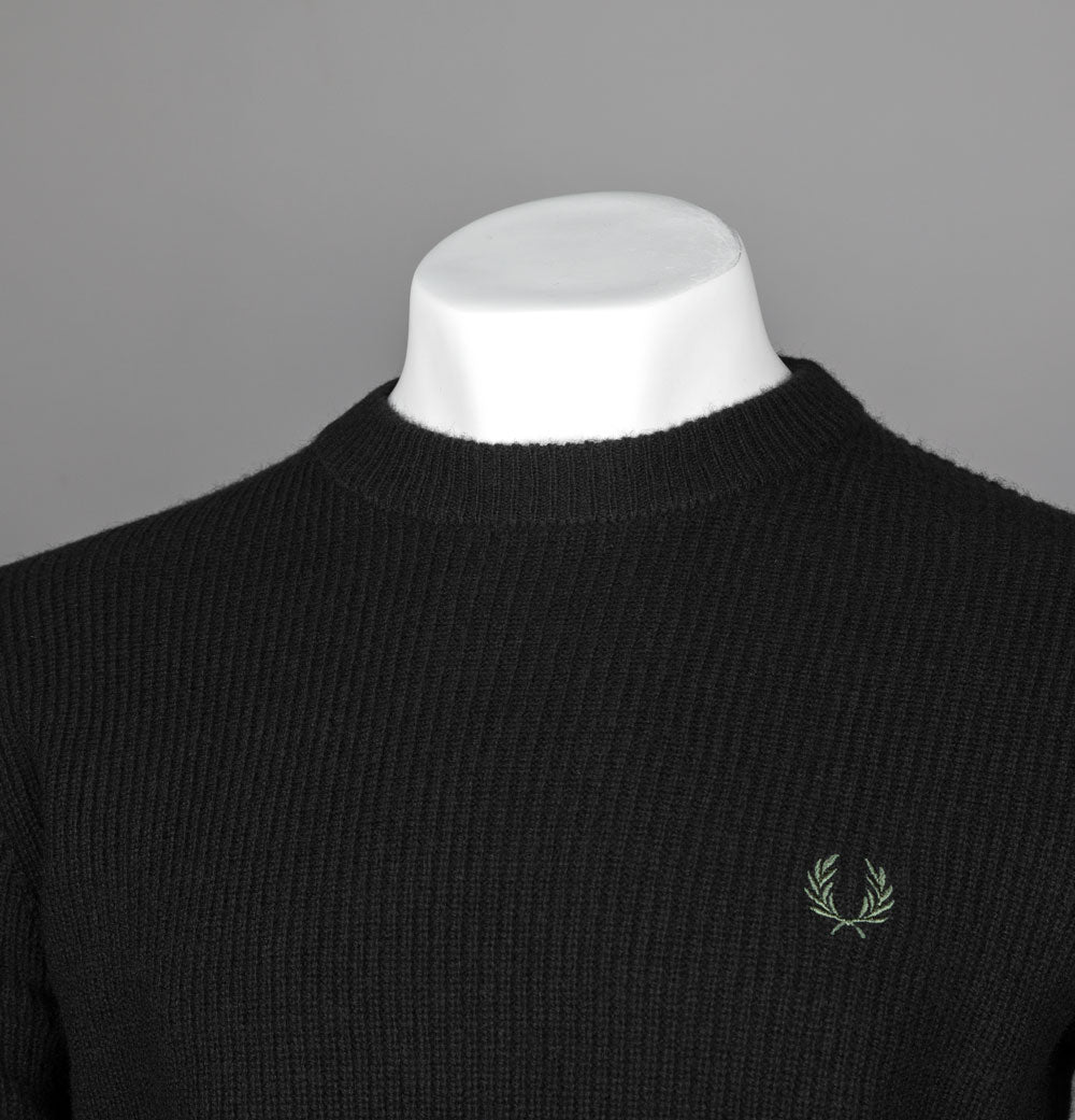 Fred Perry Textured Lambswool Jumper Black/Night Green – Bronx
