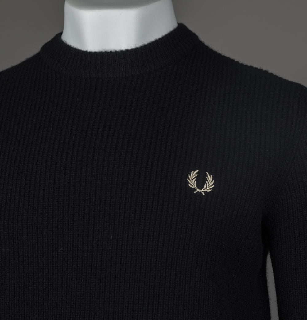 Fred Perry Textured Lambswool Jumper Black – Bronx Clothing