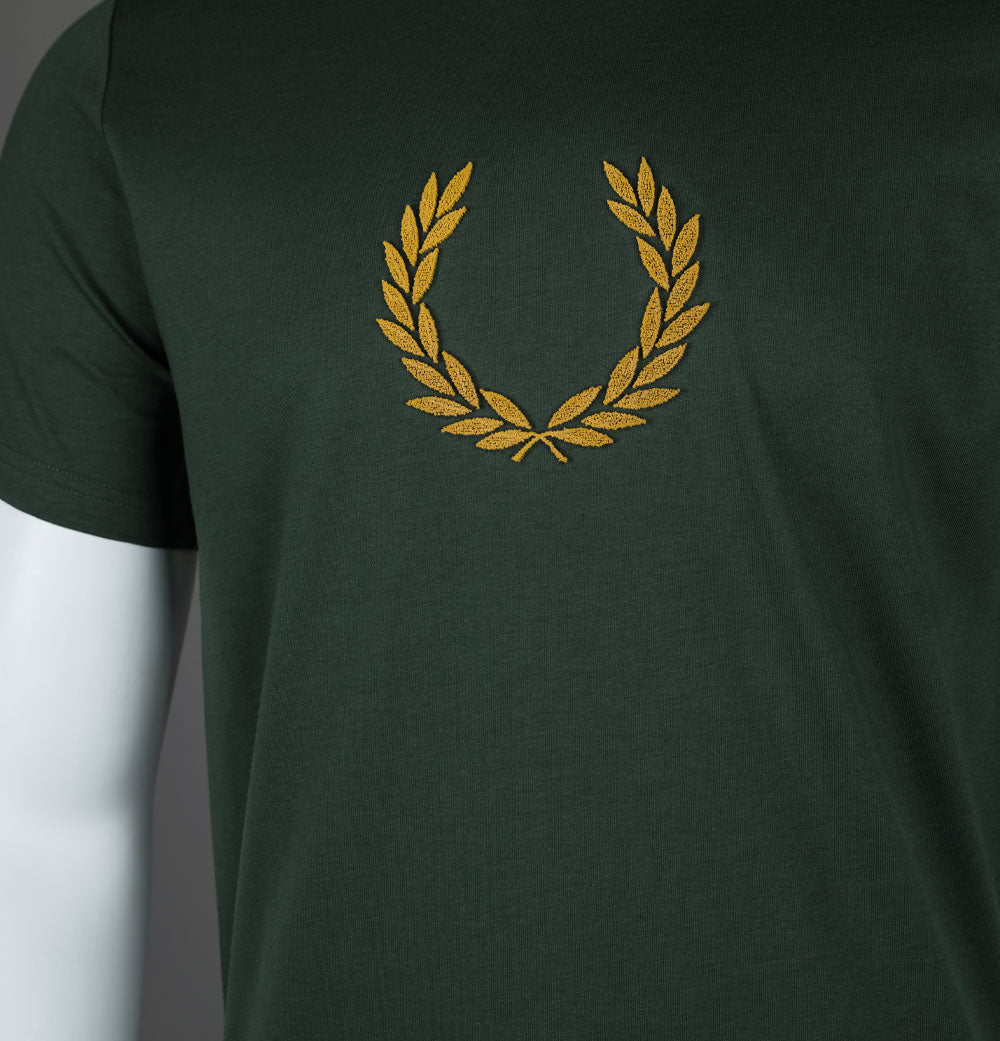 Fred Perry Textured Laurel Wreath T-Shirt Court Green