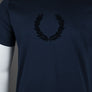 Fred Perry Textured Laurel Wreath T-Shirt Tennis Blue