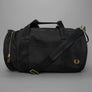 Fred Perry Textured Nylon Barrel Bag Black