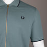 Fred Perry Textured Zip Through Polo Shirt Stockport Blue