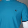 Fred Perry Tipped Cuff Pique T-Shirt Ocean/Navy