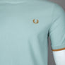 Fred Perry Tipped Cuff Pique T-Shirt Silver Blue/Dark Caramel