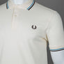 Fred Perry M3600 Polo Shirt Ecru/Soft Blue/Brick