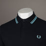 Fred Perry M3600 Polo Shirt Navy/Mint Blue