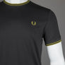 Fred Perry Twin Tipped T-Shirt Anchor Grey/Tennis Ball Yellow