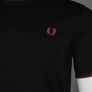 Fred Perry Twin Tipped T-Shirt Black/Carrington Brick/Whisky Brown