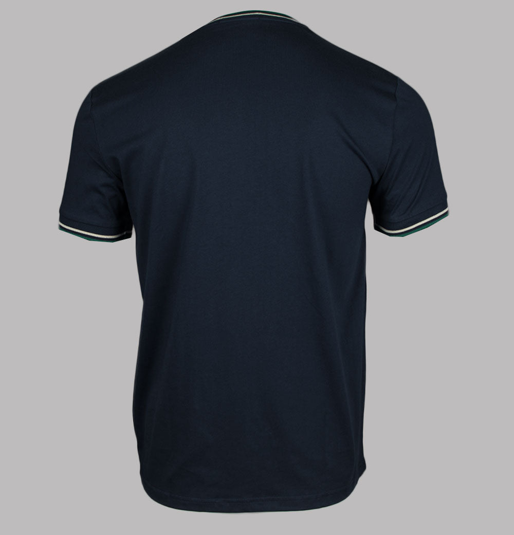 ★FRED PERRY★ Baseline Twin Tip T-Shirt Dark Carbon Light E M3600 - Black / Burnt Red / Burnt Red | The Fred Perry Shirt