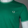 Fred Perry Twin Tipped T-Shirt Label Green/Ecru