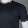 Fred Perry Twin Tipped T-Shirt Navy/Cinnamon
