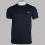 Fred Perry Twin Tipped T-Shirt Navy/Soft Blue/Silver Blue