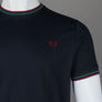 Fred Perry Twin Tipped T-Shirt Navy/Sport Green/Burnt Red