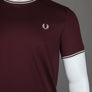 Fred Perry Twin Tipped T-Shirt Oxblood/Ecru