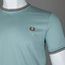 Fred Perry Twin Tipped T-Shirt Silver Blue/Tennis Blue/Cinnamon