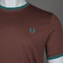 Fred Perry Twin Tipped T-Shirt Whisky Brown/Deep Mint