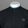 Fred Perry Woven Mesh Henley Polo Shirt Black