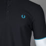 Fred Perry Woven Mesh Henley Polo Shirt Black