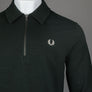 Fred Perry Zip Neck Collar Sweatshirt Night Green