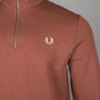 Fred Perry Half Zip Sweatshirt Whisky Brown/Porridge Marl