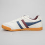 Gola Harrier Leather Trainers Off White/Navy/Burgundy
