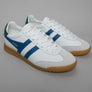 Gola Torpedo Leather Trainers White/Marine Blue/Evergreen